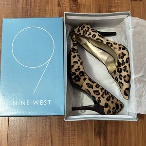 Nine West| Freda Leopard Print Fur Genuine Leather Heels